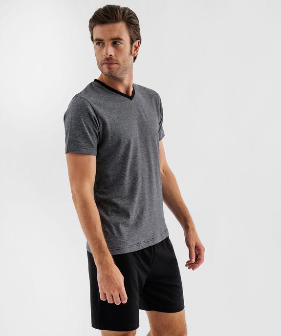 Pyjashort bicolore en coton homme - GEMO 4G HOMME Pyjashort bicolore en coton homme vue6 - GEMO 4G HOMME - GEMO