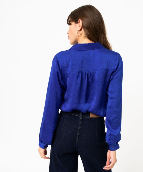 Chemise en satin à manches longues femme vue3 - GEMO 4G FEMME - GEMO