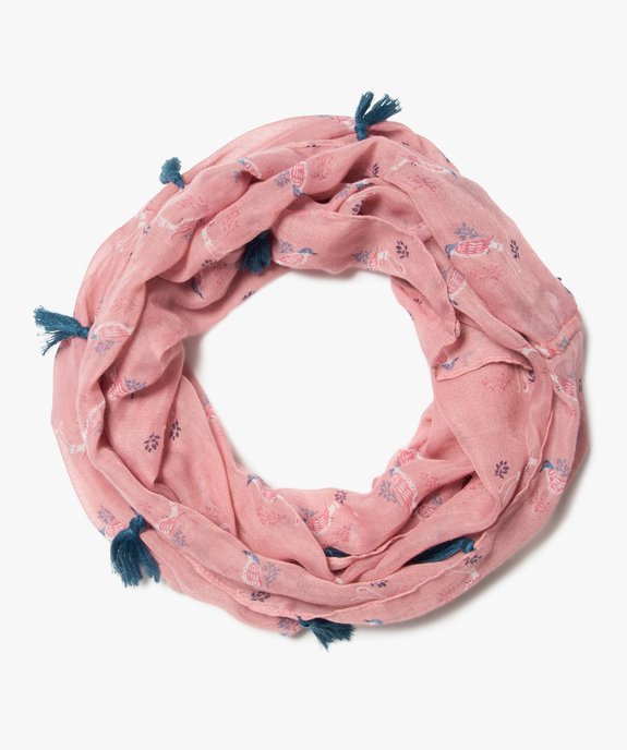 Foulard fille snood imprimé oiseaux et pompons vue1 - GEMO 4G FILLE - GEMO