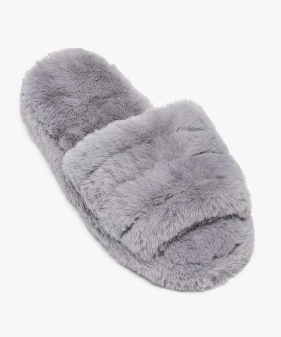 Chaussons mules unies en textile peluche femme vue5 - GEMO(HOMWR FEM) - GEMO