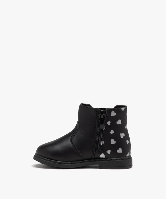 Boots bébé fille unies style Chelsea avec petits coeurs vue3 - PREMIER PRIX BY GEMO - GEMO