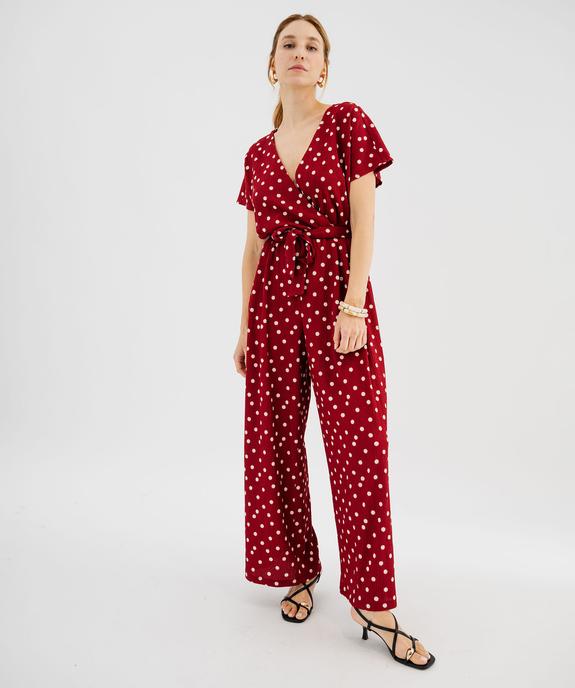 Combinaison pantalon haut cache-cœur en maille fluide femme vue1 - GEMO 4G FEMME - GEMO