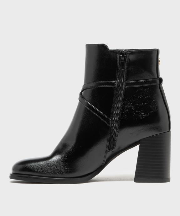 Boots à vernis mat, bout carré et talon trapèze femme - LuluCastagnette vue3 - LULUCASTAGNETTE - GEMO