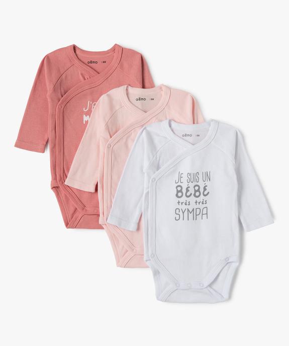 Body bébé manches longues fermeture croisée (lot de 3) - GEMO 4G BEBE Body bébé manches longues fermeture croisée (lot de 3) vue1 - GEMO 4G BEBE - GEMO