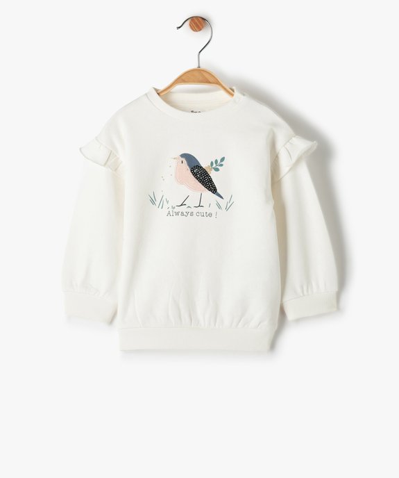 Sweat bébé fille avec motif et volants sur les épaules vue1 - GEMO(BEBE DEBT) - GEMO