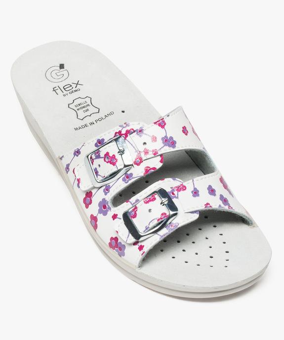 Mules femme confort 2 brides fleuries à boucles - Cloggy vue5 - CLOGGY - GEMO