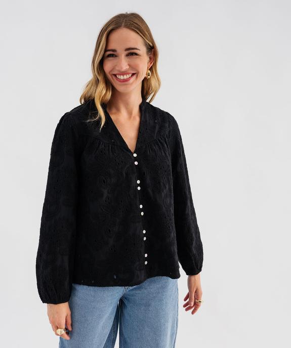 Blouse en coton à motifs brodés femme - GEMO(FEMME PAP) Blouse en coton à motifs brodés femme vue1 - GEMO(FEMME PAP) - GEMO