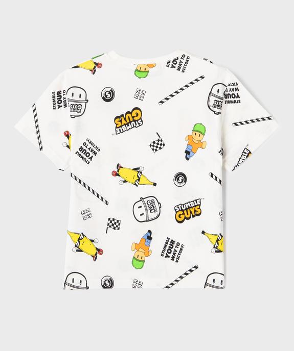 Tee-shirt manches courtes en jersey de coton imprimé all over garçon - Stumble Guys vue3 - STUMBLE GUYS - GEMO