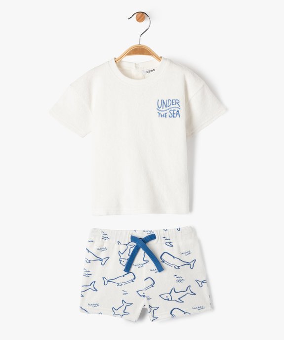 Ensemble bébé garçon 2 pièces : short + tee-shirt en éponge vue1 - GEMO(BEBE DEBT) - GEMO