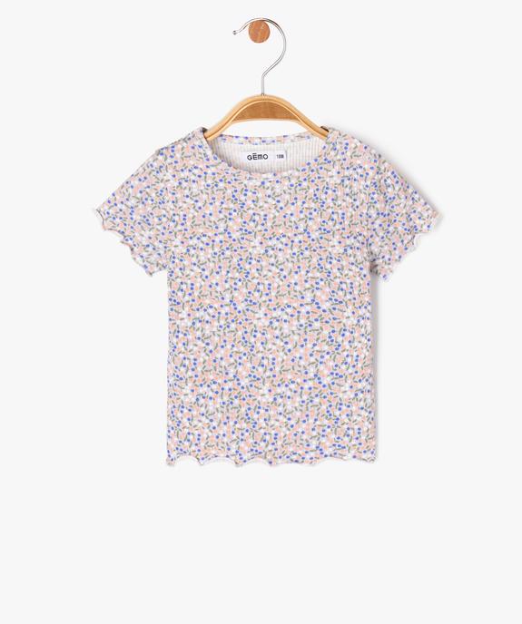 Tee-shirt à manches courtes en maille côtelée bébé fille vue1 - GEMO(BEBE DEBT) - GEMO
