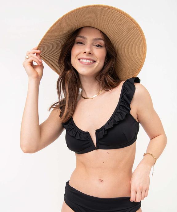 Haut de maillot de bain femme forme triangle à volant vue1 - GEMO 4G FEMME - GEMO