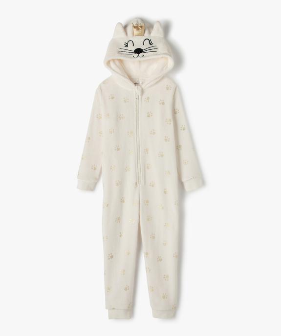 Combinaison d’intérieur fille avec capuche à motif chat vue1 - GEMO (ENFANT) - GEMO