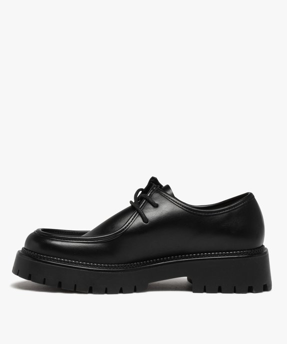 Derbies femme unis à semelle épaisse et crantée vue3 - GEMO (CASUAL) - GEMO