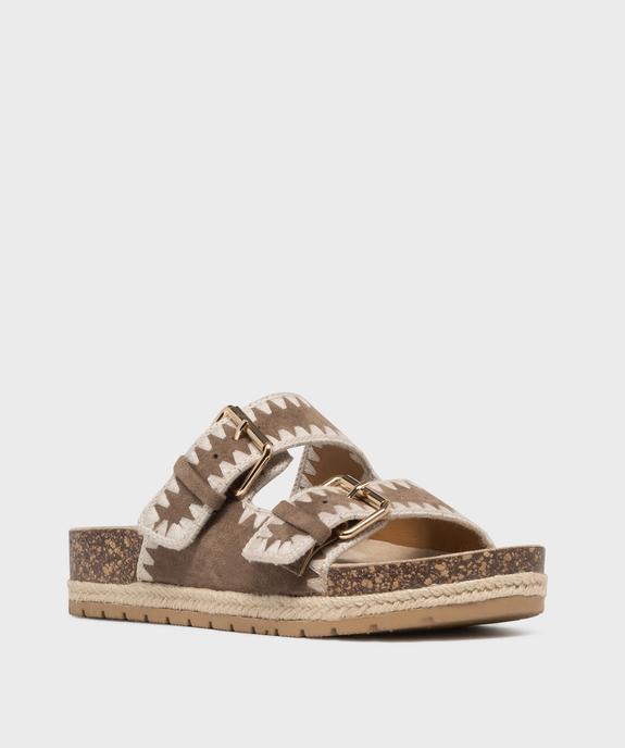 Mules à semelle plateforme et larges brides brodées femme - 5 Miles vue2 - 5 MILES - GEMO