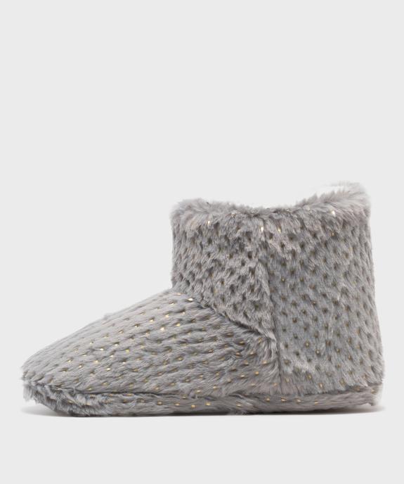 Chaussons montants en fourrure imitation et paillettes femme vue3 - GEMO 4G FEMME - GEMO