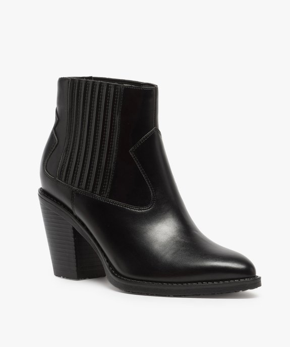 Boots femme style santiag à col élastiqué et bout pointu vue2 - GEMO(URBAIN) - GEMO