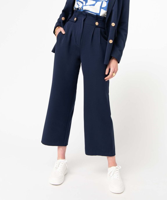Pantacourt femme taille haute coupe ample vue1 - GEMO(FEMME PAP) - GEMO