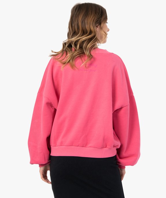Sweat femme coupe courte avec col V vue3 - GEMO(FEMME PAP) - GEMO