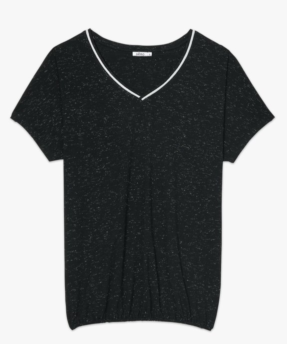 Tee-shirt femme ample à paillettes, col V et bas élastiqué vue4 - GEMO(FEMME PAP) - GEMO