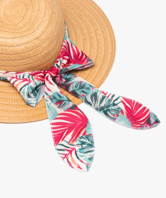 Chapeau femme en paille de papier avec foulard imprimé vue2 - GEMO (ACCESS) - GEMO