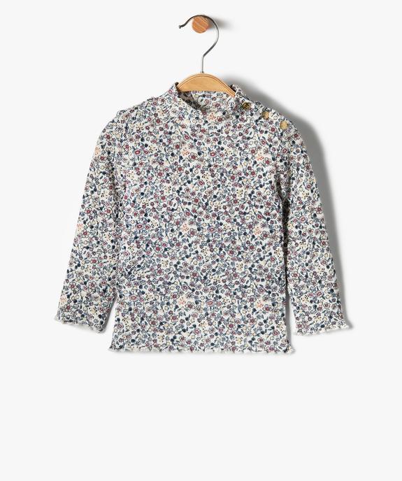 Tee-shirt bébé fille en maille côtelée à motifs fleuris - LuluCastagnette vue1 - LULUCASTAGNETTE - GEMO