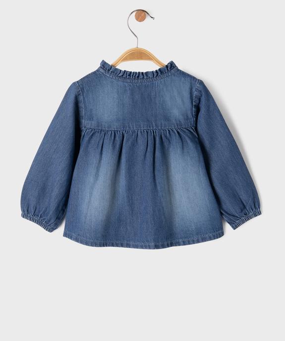 Blouse en jean à manches longues et col victorien bébé fille vue3 - GEMO(BEBE DEBT) - GEMO