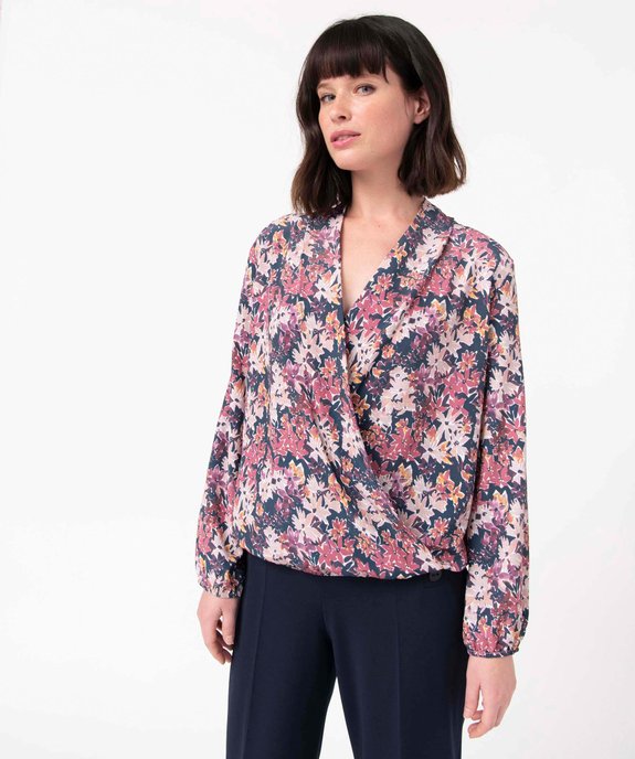 Blouse femme à manches longues forme cache-coeur  vue2 - GEMO(FEMME PAP) - GEMO