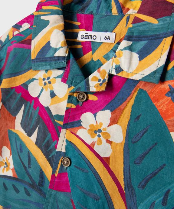 Chemise à manches courtes en coton texturé et imprimé garçon vue4 - GEMO (ENFANT) - GEMO