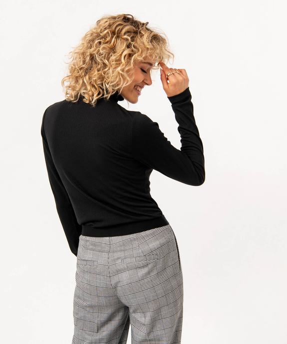 Tee-shirt à manches longues et col roulé en maille côtelée femme vue3 - GEMO 4G FEMME - GEMO