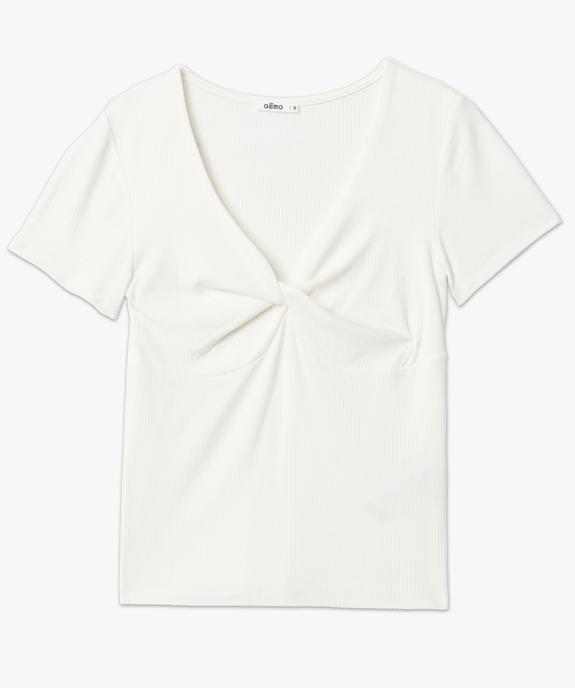 Tee-shirt femme en maille côtelée encolure effet noué vue4 - GEMO(FEMME PAP) - GEMO