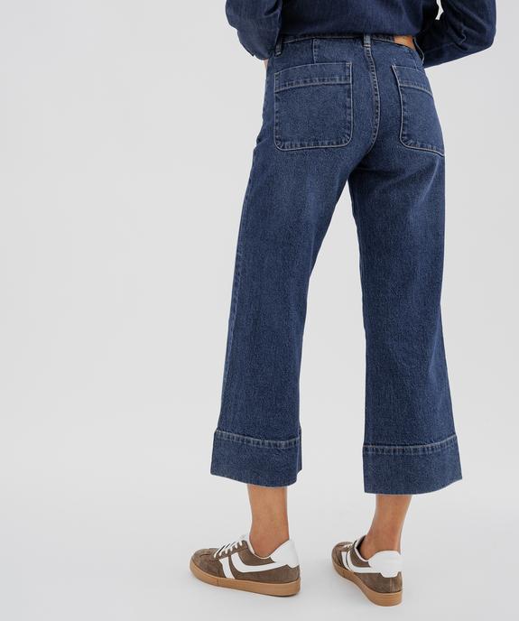 Jean wide leg en denim de coton avec poches plaquées femme vue3 - GEMO 4G FEMME - GEMO
