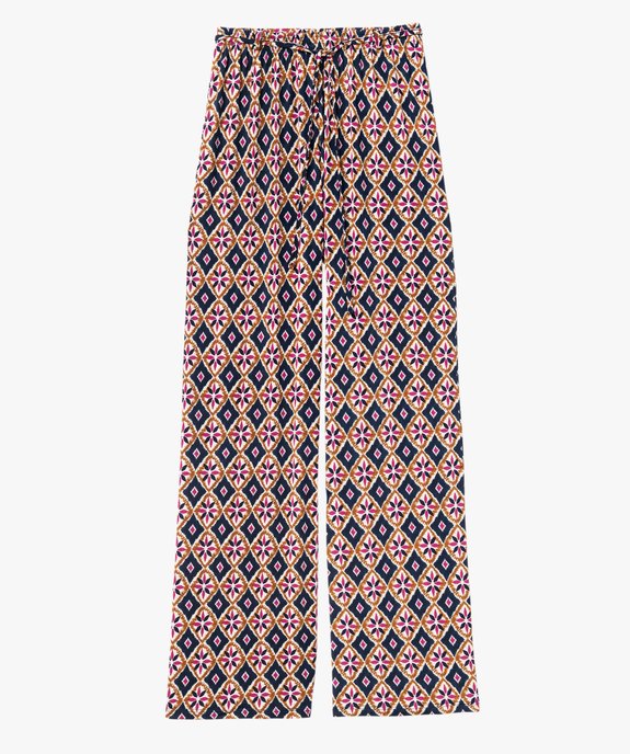 Pantalon large et fluide imprimé à taille élastiquée femme vue4 - GEMO(FEMME PAP) - GEMO