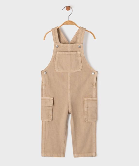 Salopette en toile denim bébé garçon avec poches cargo  vue2 - GEMO 4G BEBE - GEMO