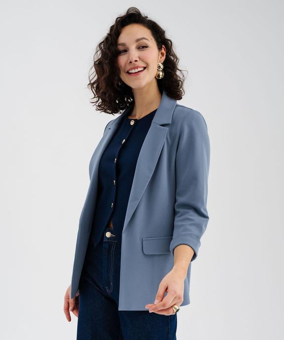 Veste blazer à manches 3/4 sans bouton femme vue1 - GEMO(FEMME PAP) - GEMO