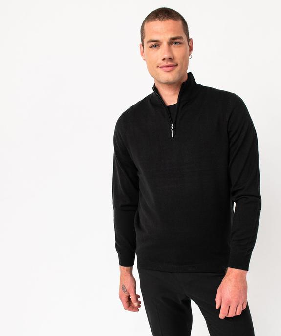 Pull col camionneur zippé en fine maille homme vue1 - GEMO (HOMME) - GEMO