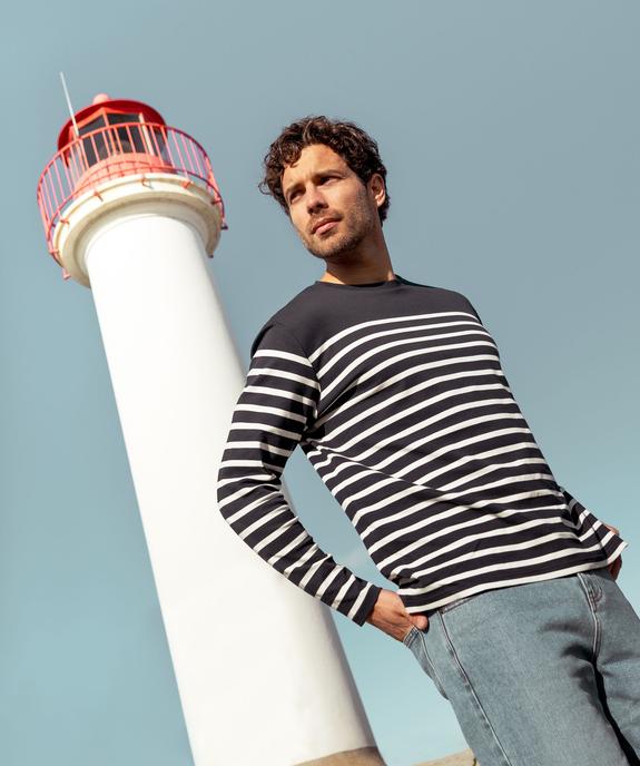 Tee-shirt manches longues rayé homme vue6 - GEMO (HOMME) - GEMO