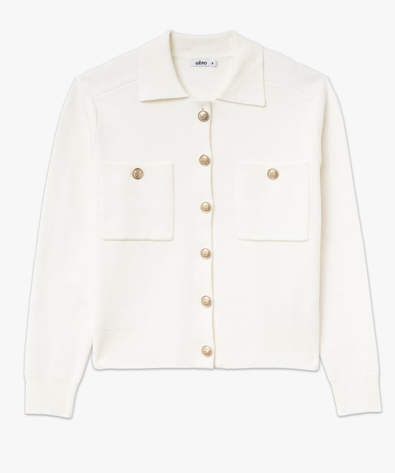 Gilet avec col carré et boutons fantaisie femme vue4 - GEMO(FEMME PAP) - GEMO