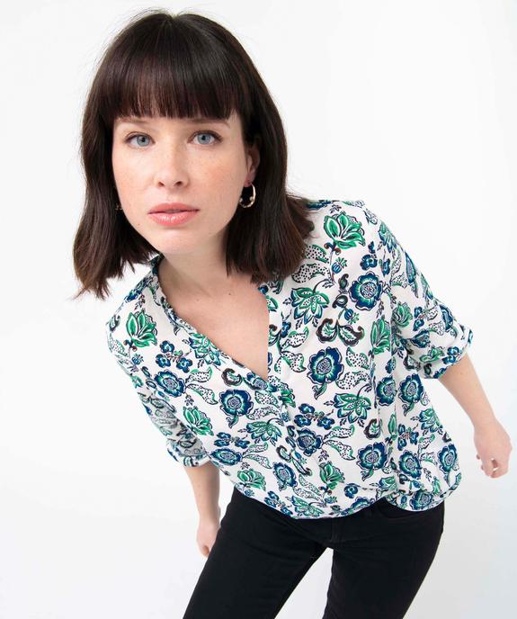 Tee-shirt femme à manches 3/4 avec décolleté en V vue2 - GEMO 4G FEMME - GEMO