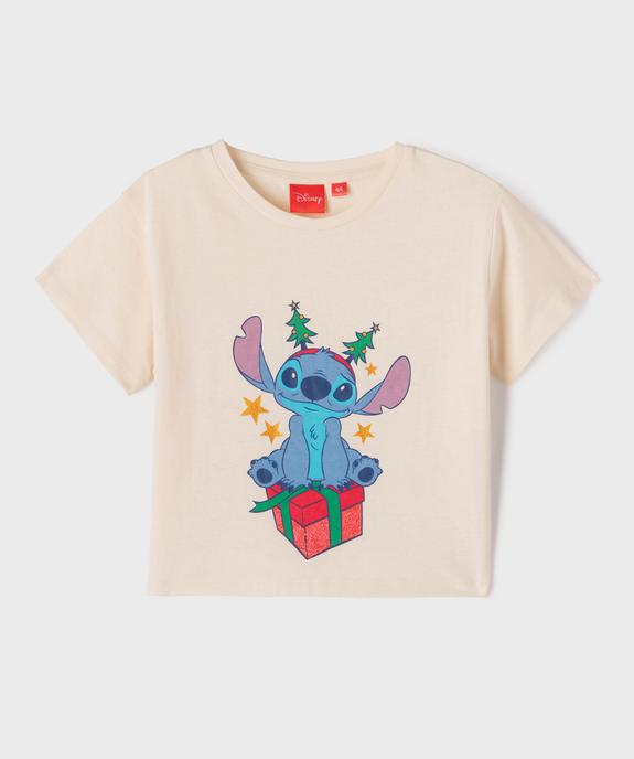 Tee-shirt manches courtes spécial Noël motif Stitch fille - Disney vue1 - LILO & STITCH - GEMO