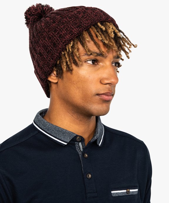Bonnet en maille côtelée avec pompon pour homme vue1 - GEMO (ACCESS) - GEMO