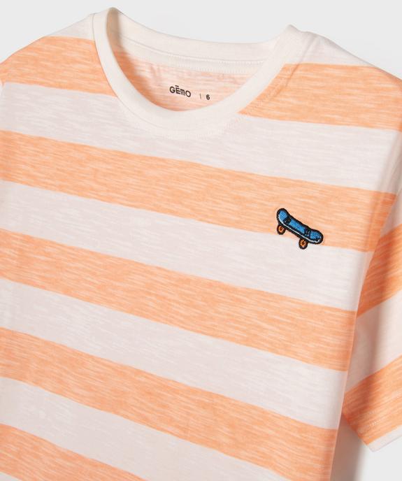 Tee-shirt manches courtes à larges rayures garçon vue6 - GEMO (ENFANT) - GEMO