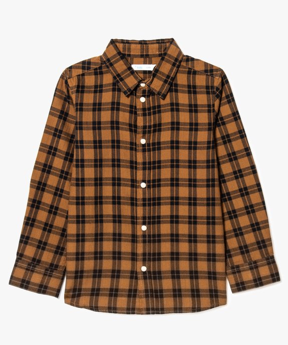 Chemise garçon marron à carreaux et boutons pression fantaisie vue2 - GEMO (ENFANT) - GEMO