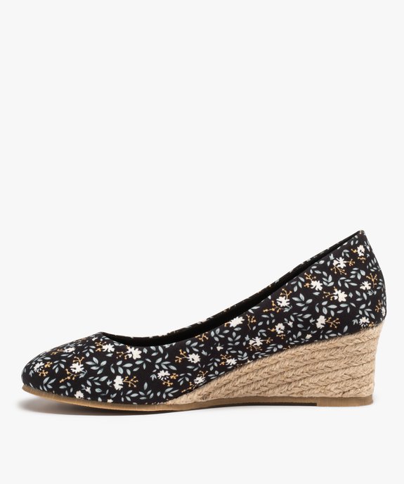 Escarpins femme en toile et talon compensé en corde vue3 - GEMO(URBAIN) - GEMO