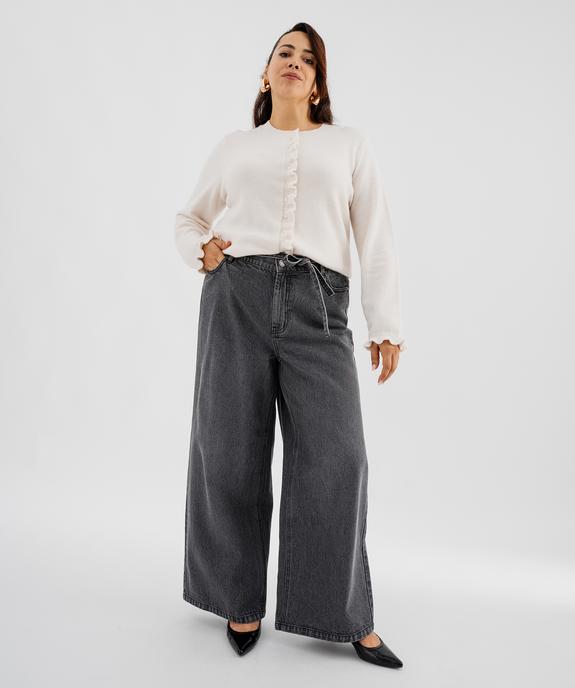 Jean wide leg taille haute avec ceinture à nouer femme grande taille vue4 - GEMO 4G GT - GEMO