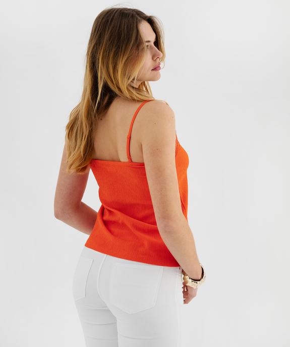 Débardeur à fines bretelles en maille texturée et broderies femme vue3 - GEMO 4G FEMME - GEMO
