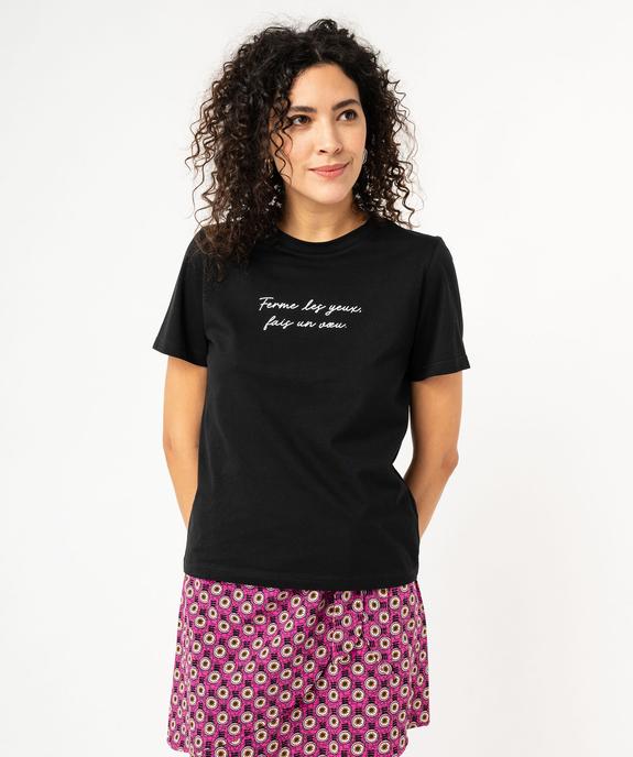 Tee-shirt manches courtes en coton à message femme - GEMO(FEMME PAP) Tee-shirt manches courtes en coton à message femme vue6 - GEMO(FEMME PAP) - GEMO