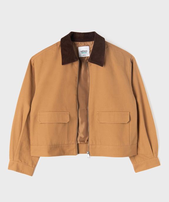 Veste en coton avec col en velours côtelé fille vue4 - GEMO 4G FILLE - GEMO