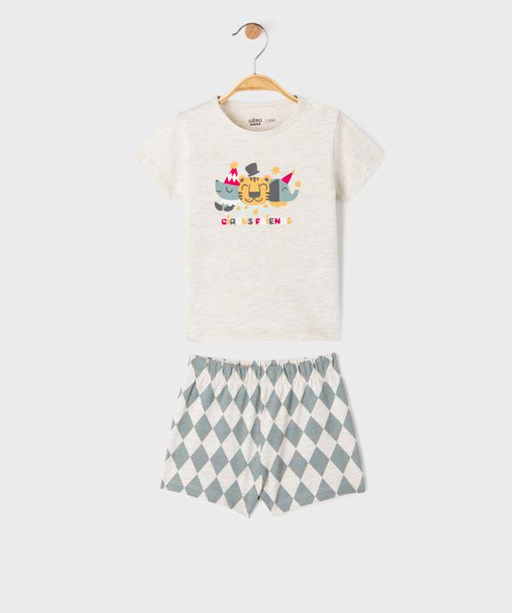 Pyjashort en jersey de coton imprimé cirque bébé garçon vue1 - GEMO 4G BEBE - GEMO