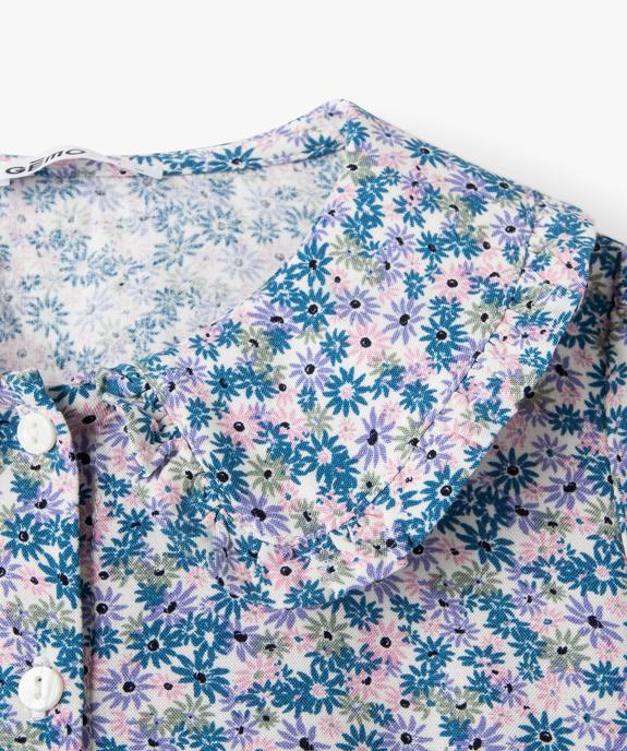 Chemise fille à motifs fleuris avec col Claudine vue2 - GEMO 4G FILLE - GEMO