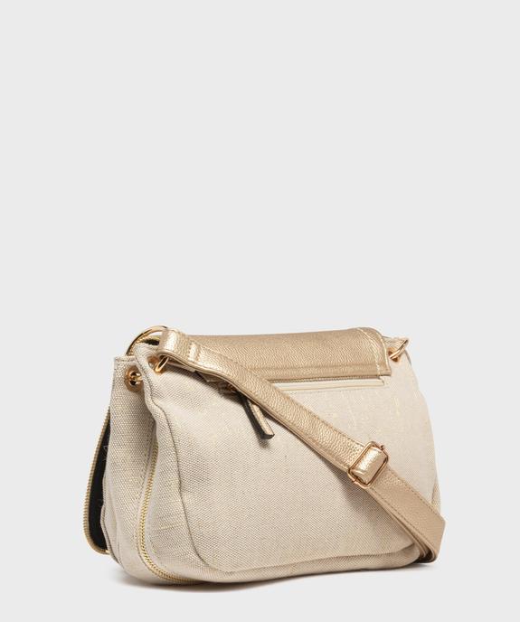 Sac besace en cuir imitation grainé et tissu pailleté femme vue2 - GEMO (ACCESS) - GEMO